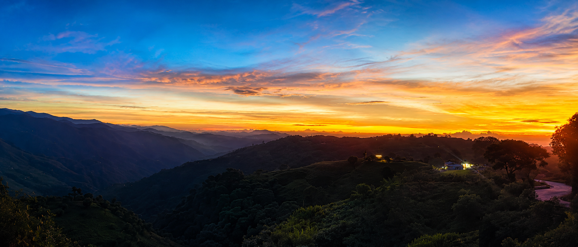 Cultivos de café bajo el cielo de los Andes colombianos
